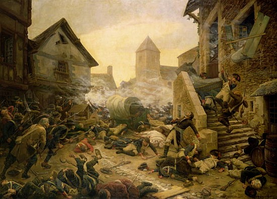 Combat at Cholet, or The Suicide of General Moulin in 1794 od Jules Benoit-Levy