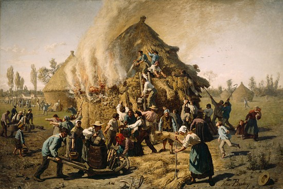 Fire in a Haystack od Jules Breton