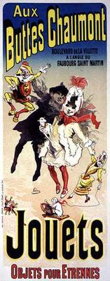 Reproduction of a poster advertising the toyshop 'Aux Buttes Chaumont' (colour litho) od Jules Chéret