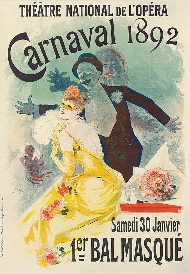 Advertisement for the 1st Carnaval masked ball at the Theatre National de l'Opera od Jules Chéret