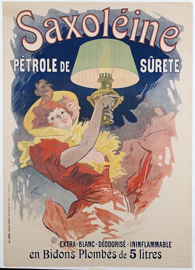 Poster advertising 'Saxoleine', safety lamp oil od Jules Chéret