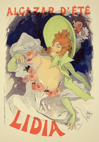 Reproduction of a poster advertising 'Lidia', at the Alcazar d'Ete od Jules Chéret