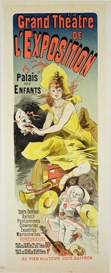 Reproduction of a poster advertising the 'Grand Theatre de L'Exposition', Palais des Enfants, Paris od Jules Chéret