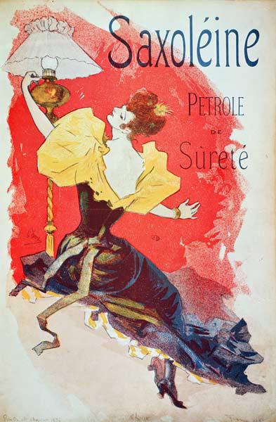 Poster advertising 'Saxoleine', safety lamp oil