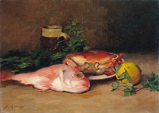Crab and Red Mullet od Jules Ernest Renoux