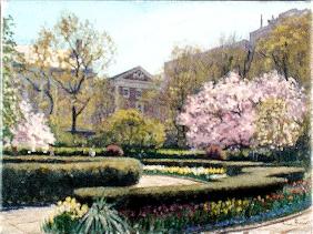 Conservatory Gardens, New York (oil on canvas) 