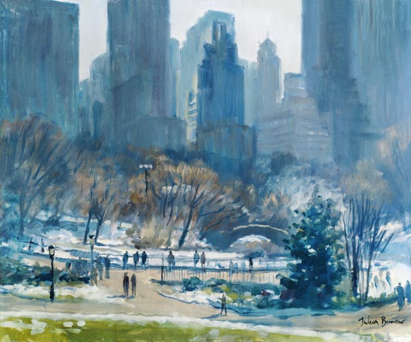 Winter in Central Park, New York, 1997 (oil on canvas)  od Julian  Barrow