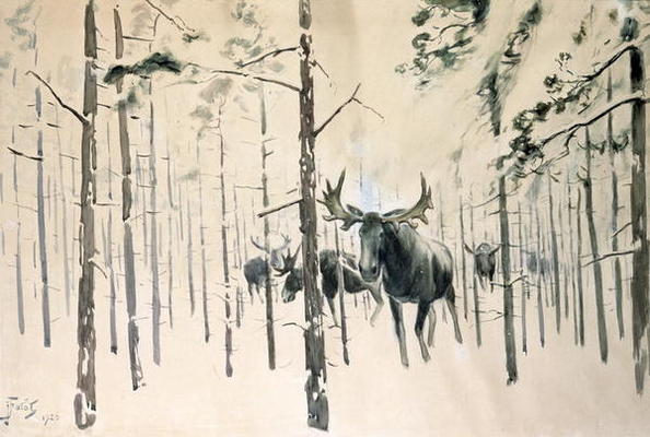 Moose, 1920 (w/c on paper) od Julian Falat
