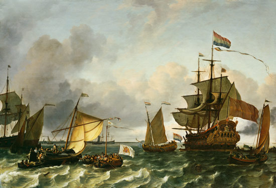 The Frigate Princes Maria, Flying The Standard Of Prince William Of Orange, On The Ij Off Durgerdam, od Julius Jacobus de Sande Bakhuizen