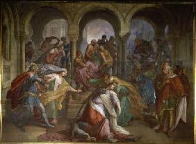Kriemhilds death. (hall of the revenge (Nibelungs halls) of the residence in Munich)