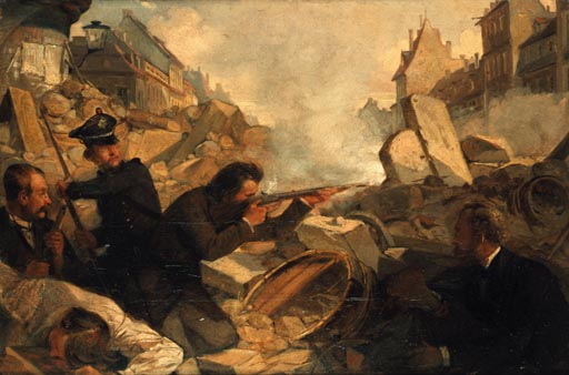 Barrikadenkampf im Mai 1849 od Julius Scholtz