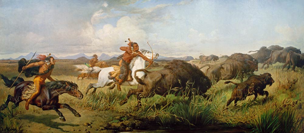 Indiáni na lovu bizon&#367; od Julius von Blaas