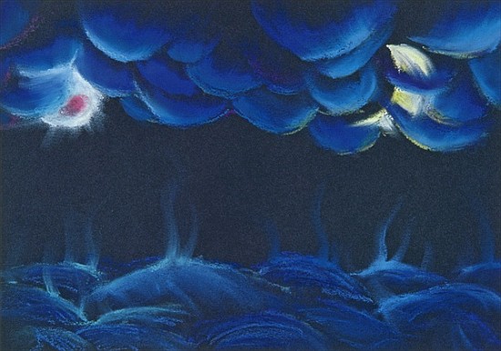 Creation Sun and Moon (pastel on paper)  od Jung Sook  Nam