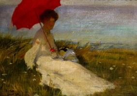 Lady with parasol. od Karel Spillar
