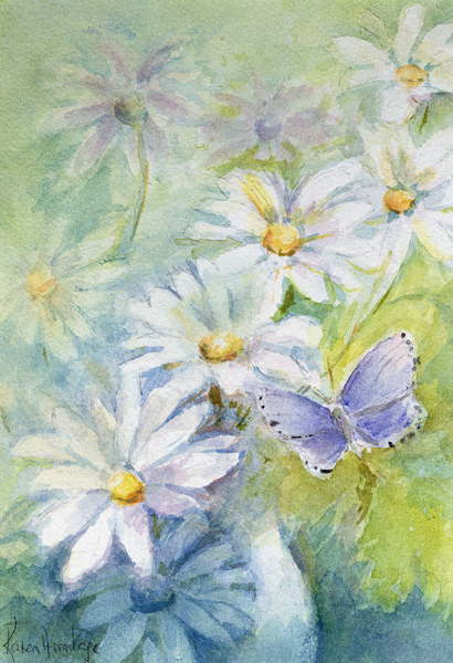 Common Blue (Polyommetus Icarus) on Daisies  od Karen  Armitage