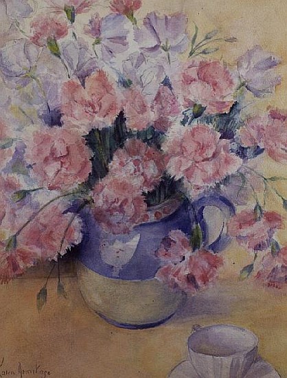 Carnations and Sweet Peas in a Divertimenti Jug  od Karen  Armitage