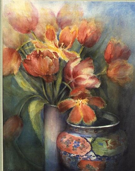 Engadin Tulips with Eastern Pot  od Karen  Armitage
