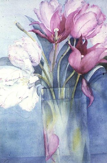 Pink Parrot Tulips and Marlette  od Karen  Armitage
