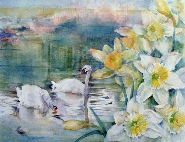 Swans at Hurst  od Karen  Armitage