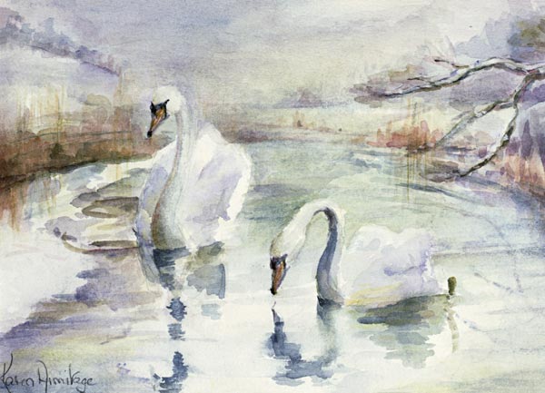 Swans in Winter  od Karen  Armitage