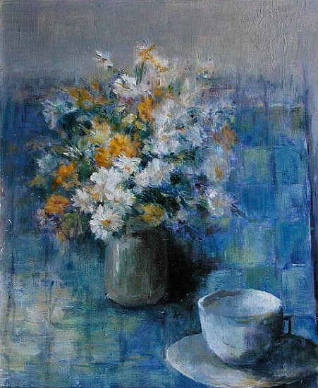 Teacup and Daisies (oil on canvas)  od Karen  Armitage