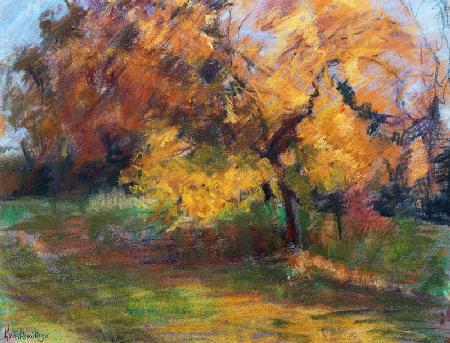 Autumn at May Banks, Sussex, 2000 (pastel on paper) 