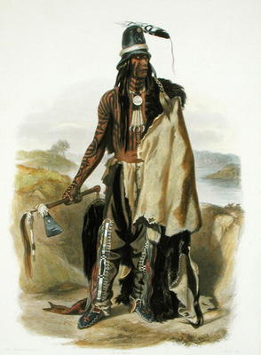 Abdih Hiddisch, a Minitarre Chief, plate 24 from Volume 2 of 'Travels in the Interior of North Ameri od Karl Bodmer