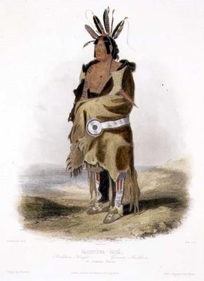 Pachtuwa-Chta, an Arrikkara Warrior, plate 27 from Volume 1 of 'Travels in the Interior of North Ame od Karl Bodmer