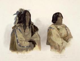 Mehkskeme-Sukahs, Blackfoot Chief and Tatsicki-Stomick, Piekann Chief, plate 45 from Volume 2 of 'Tr