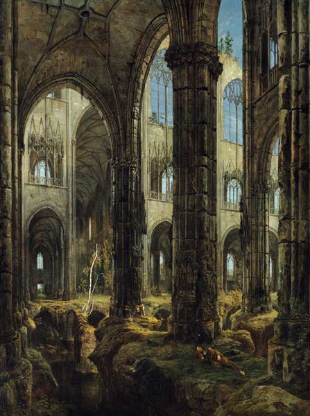 Gothic Church ruin l od Carl Eduard Ferdinand Blechen