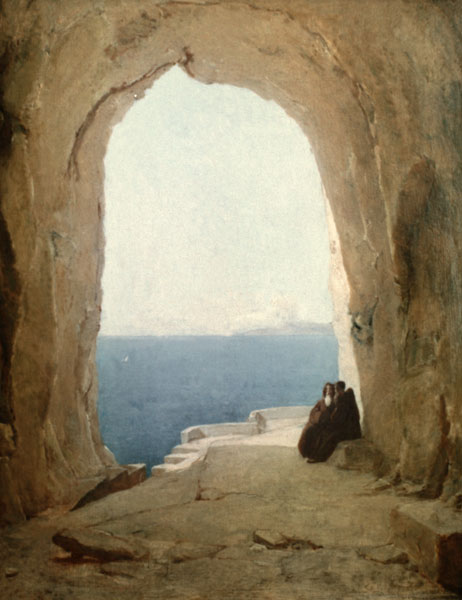 Grotto with Two Monks... od Carl Eduard Ferdinand Blechen
