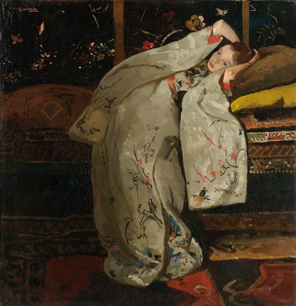 Mädchen in weißem Kimono od Carl Eduard Ferdinand Blechen