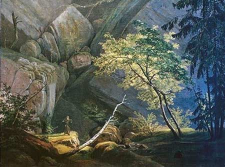 Rocklandscape with Monk od Carl Eduard Ferdinand Blechen