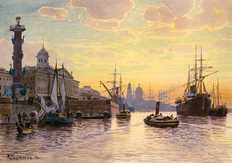 Evening atmosphere over the Newa (saint Petersburg) od Karl Eduardowitsch Geftler
