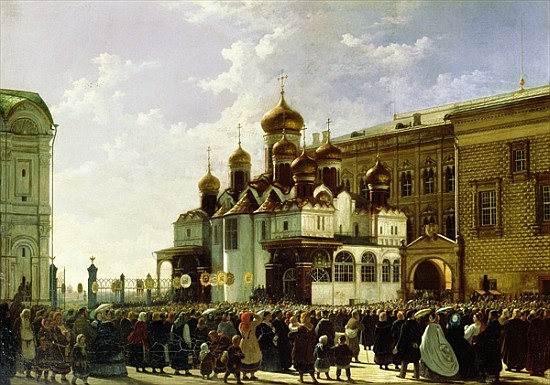 Easter procession at the Maria Annunciation Cathedral in Moscow od Karl-Fridrikh Petrovich Bodri