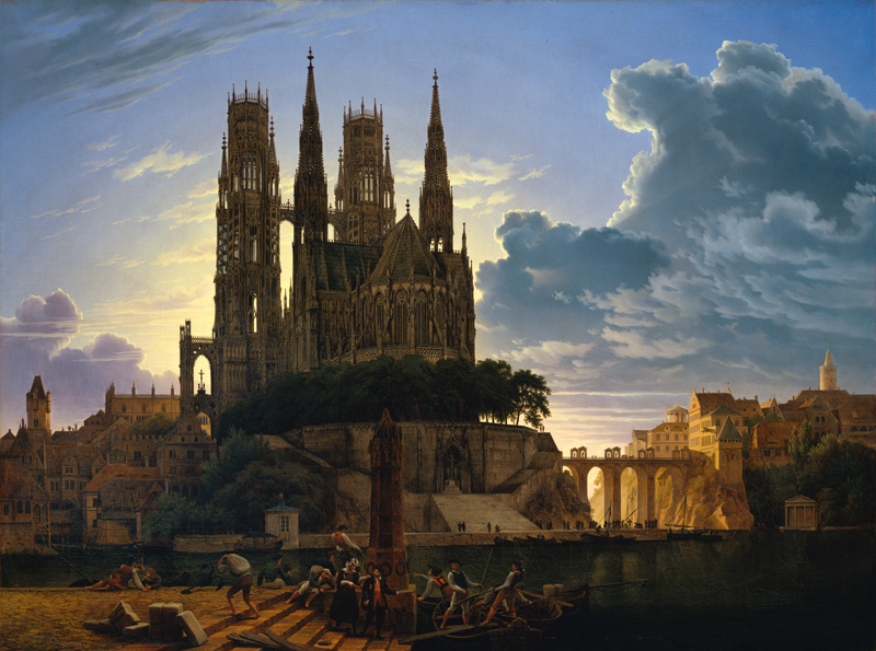 Cathedral over a town. od Karl Friedrich Schinkel