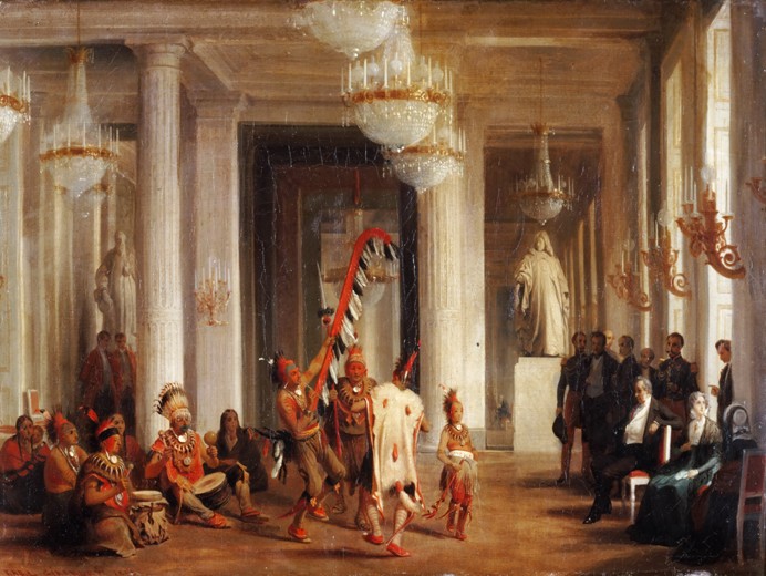 Dance by Iowa Indians in the Salon de la Paix at the Tuileries, Presented by the Painter George Catl od Karl Girardet