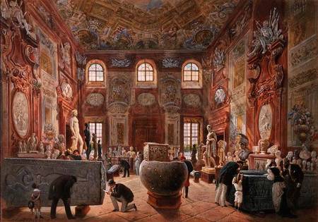 The Marble Room with Egyptian, Greek and Roman Antiquities of the Ambraser Gallery in the Lower Belv od Karl Goebel