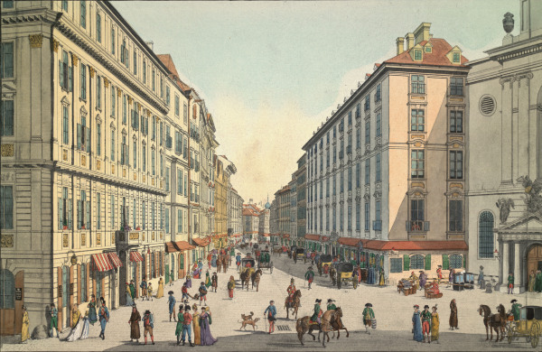 Vienna, Kohlmarkt , Aquatint od Karl Schütz