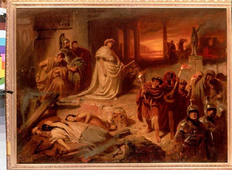 Nero on the ruins the burning one Rome. od Karl Theodor von Piloty