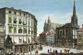 Stock-im-Eisen-Platz, with St. Stephan's Cathedral in the background, engraved by the artist, 1779 (