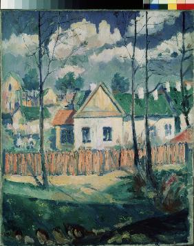 Spring. Landscape with a small house