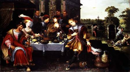 Lazarus at the Rich Man's Table od Kasper or Gaspar van der Hoecke
