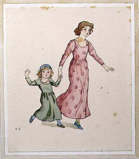 Two Little Girls in Party Dresses od Kate Greenaway