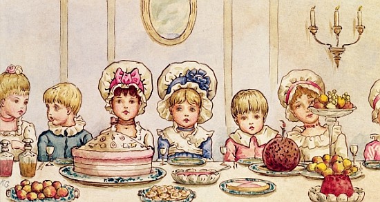 Supper, from ''Christmas in Little Peopleton Manor'' in Illustrated London News, Christmas od Kate Greenaway