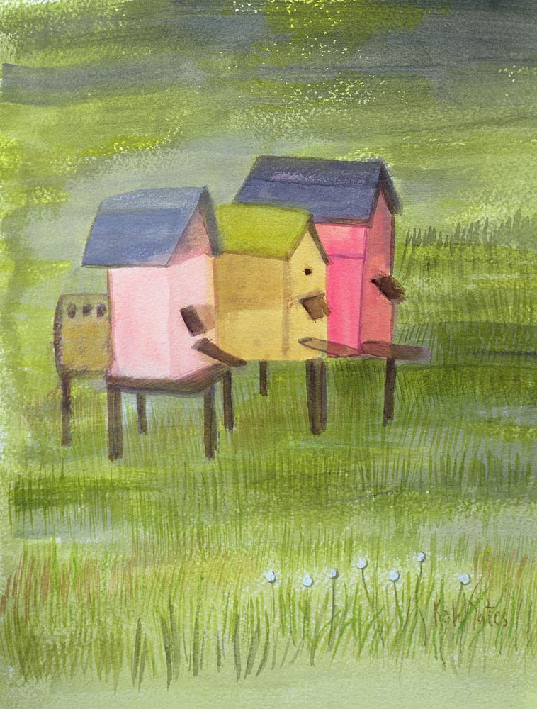Mountain Beehives (w/c on paper)  od Kate  Yates