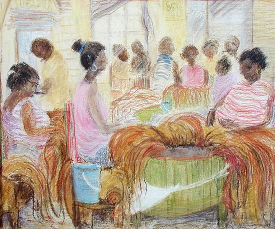 Cigar Factory, Havana (oil & pastel on canvas)  od Kate  Yates