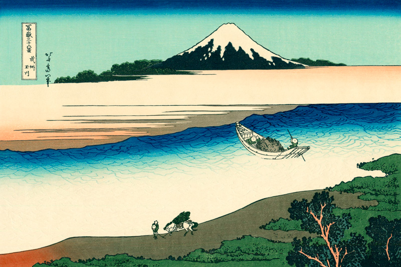 Tama River in Musashi Province (from a Series "36 Views of Mount Fuji") od Katsushika Hokusai