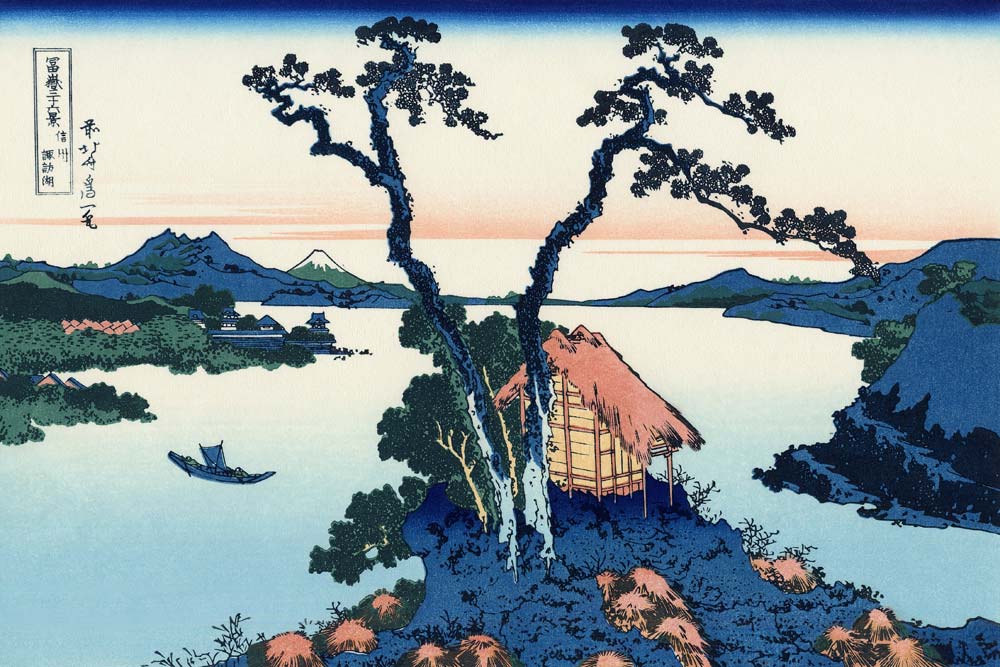 Lake Suwa in the Shinano province (from a Series "36 Views of Mount Fuji") od Katsushika Hokusai