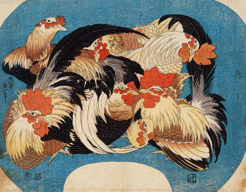 Flock of Chickens od Katsushika Hokusai